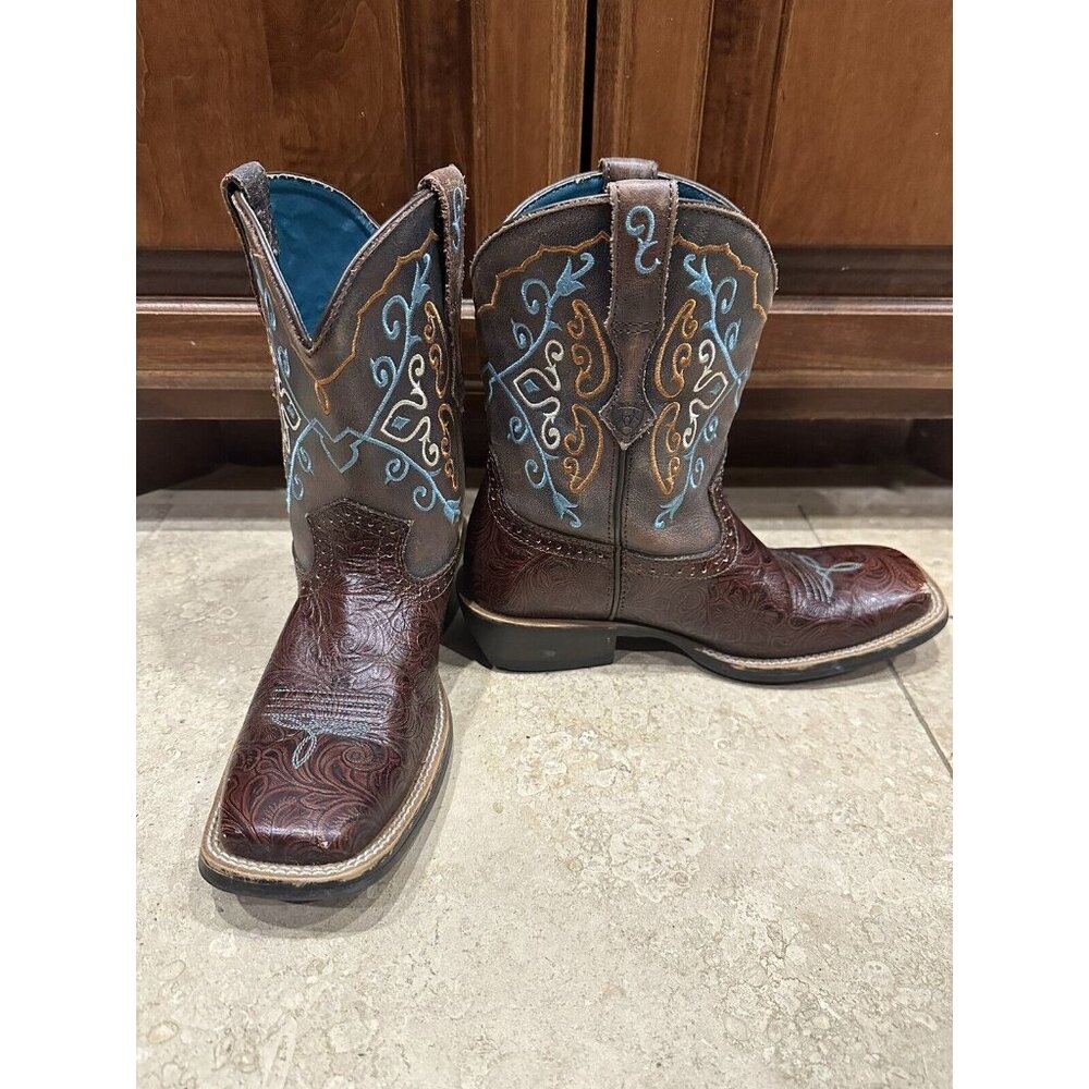 Ariat Brown and Blue Ankle Boots